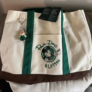 Chic Park Days Tote Bag - Green and White parks days & lattes
